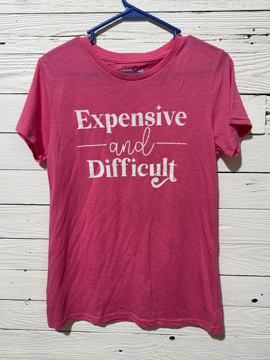 Crazy Dog T-Shirts Tops - Crazy Dog T-Shirts Pink "Expensive and Difficult" Graphic Tee